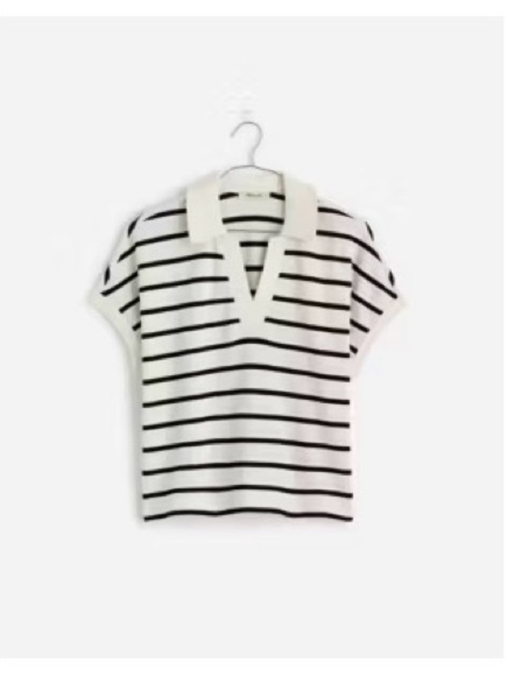 Relaxed V Neck Polo Shirt In Stripe